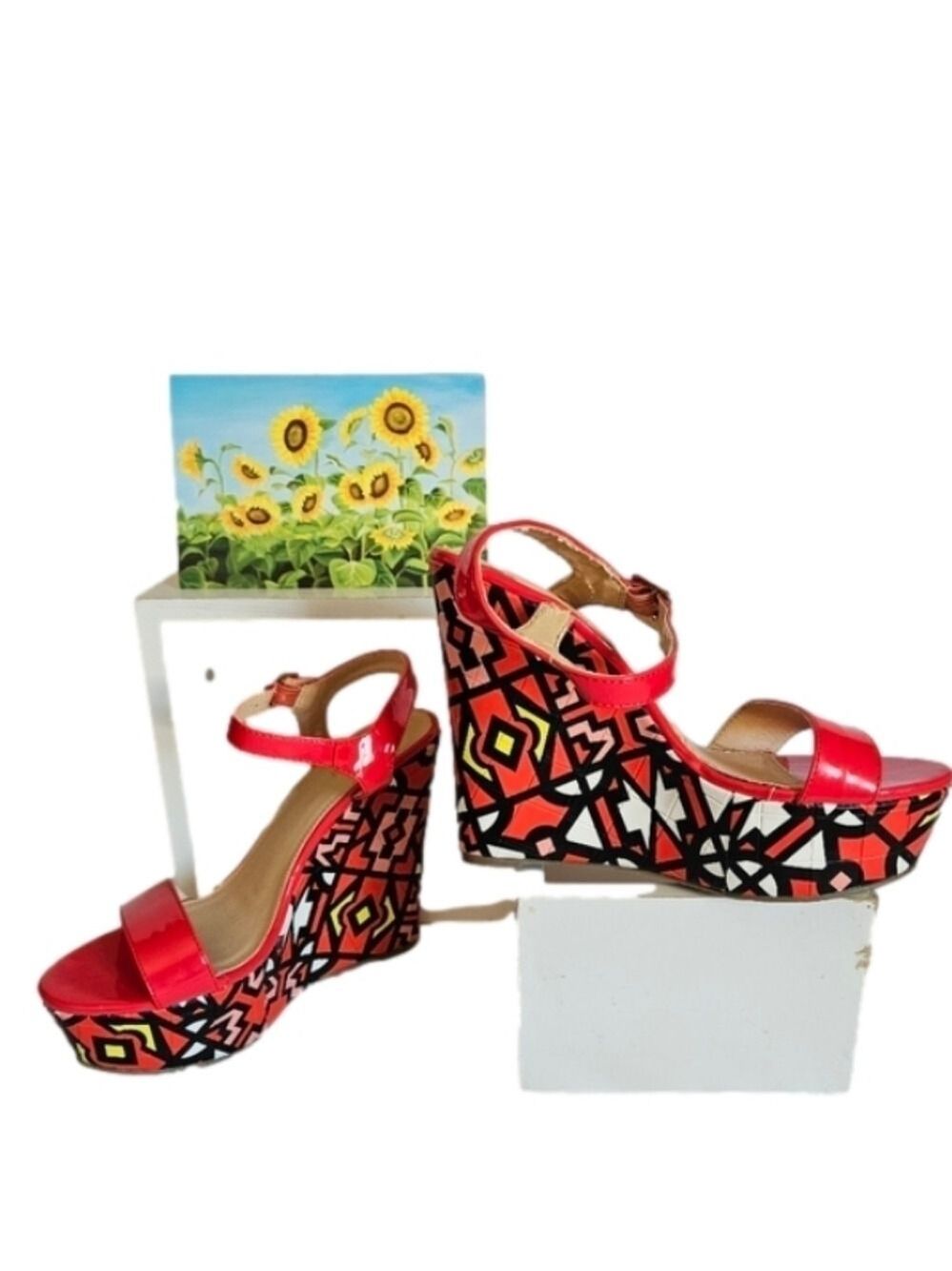 Liliana Red Platform Sandals Size 4
